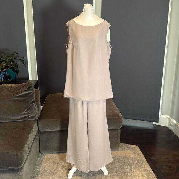 Women’s Gray Chiffon 3 Piece Formal Mother of the Bride Pants Suit Size 16 NEW - Picture 7 of 15